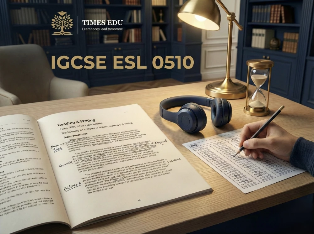 Student focused on IGCSE exam preparation with study materials
